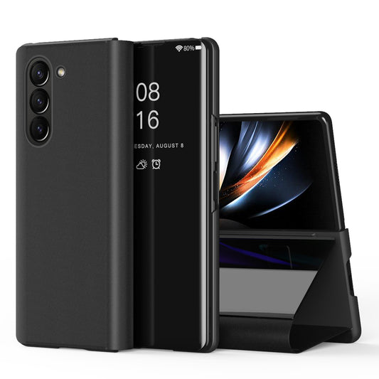 Mirror Surface Phone Case for Samsung Galaxy Z Fold5 5G Electroplating Leather Phone Cover with Stand