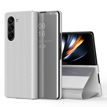 Mirror Surface Phone Case for Samsung Galaxy Z Fold5 5G Electroplating Leather Phone Cover with Stand