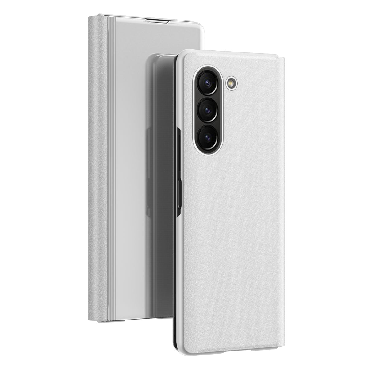 Mirror Surface Phone Case for Samsung Galaxy Z Fold5 5G Electroplating Leather Phone Cover with Stand
