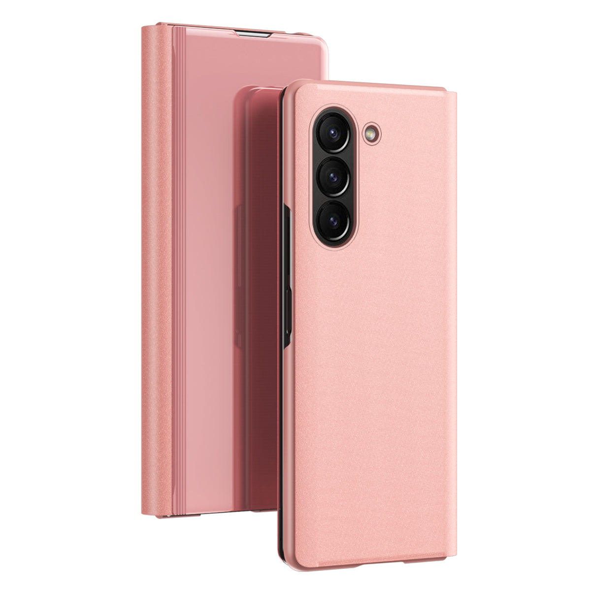 Mirror Surface Phone Case for Samsung Galaxy Z Fold5 5G Electroplating Leather Phone Cover with Stand