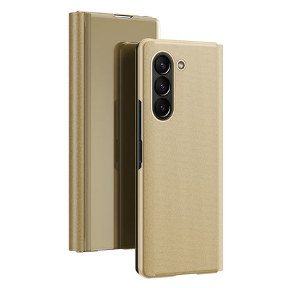 Mirror Surface Phone Case for Samsung Galaxy Z Fold5 5G Electroplating Leather Phone Cover with Stand