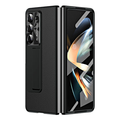 For Samsung Galaxy Z Fold5 5G Litchi Texture Leather PC Case Shockproof Kickstand Phone Cover