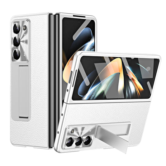 For Samsung Galaxy Z Fold5 5G Litchi Texture Leather PC Case Shockproof Kickstand Phone Cover