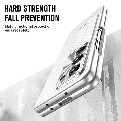 For Samsung Galaxy Z Fold5 5G Litchi Texture Leather PC Case Shockproof Kickstand Phone Cover