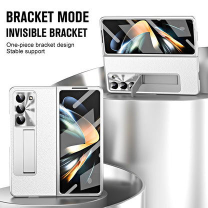 For Samsung Galaxy Z Fold5 5G Litchi Texture Leather PC Case Shockproof Kickstand Phone Cover