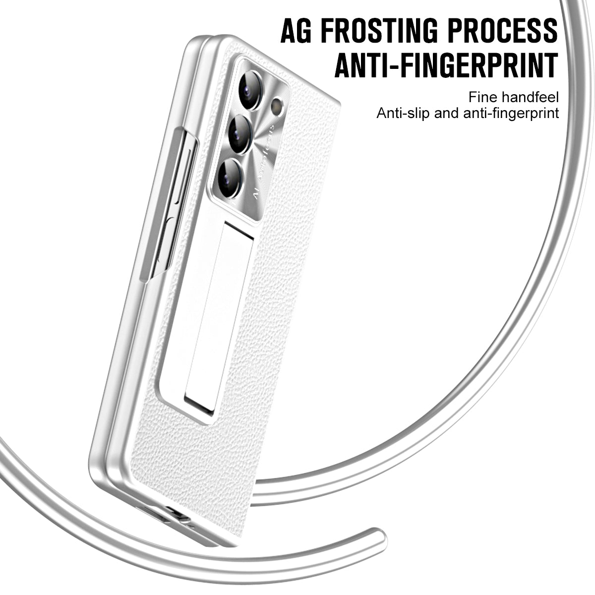 For Samsung Galaxy Z Fold5 5G Litchi Texture Leather PC Case Shockproof Kickstand Phone Cover