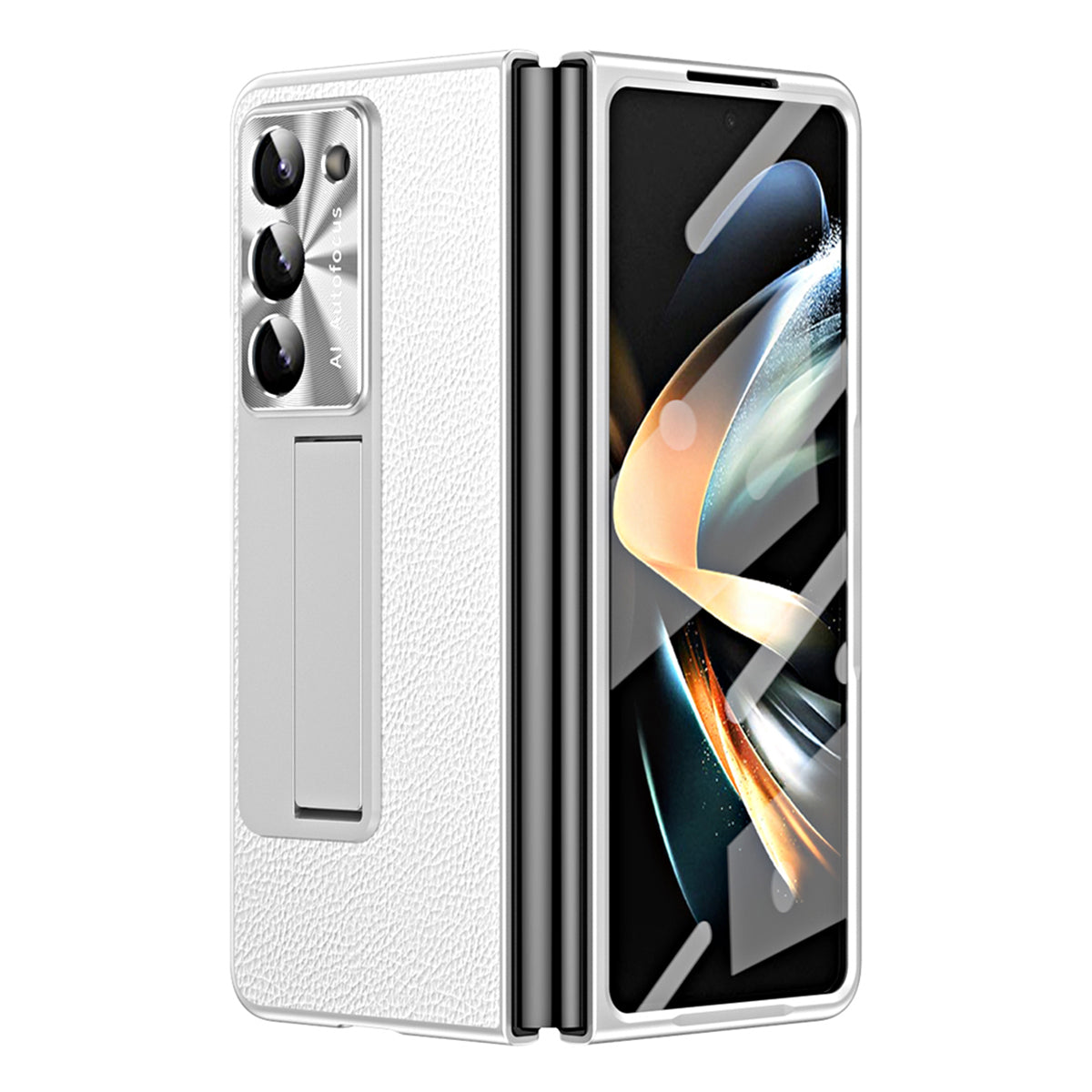 For Samsung Galaxy Z Fold5 5G Litchi Texture Leather PC Case Shockproof Kickstand Phone Cover