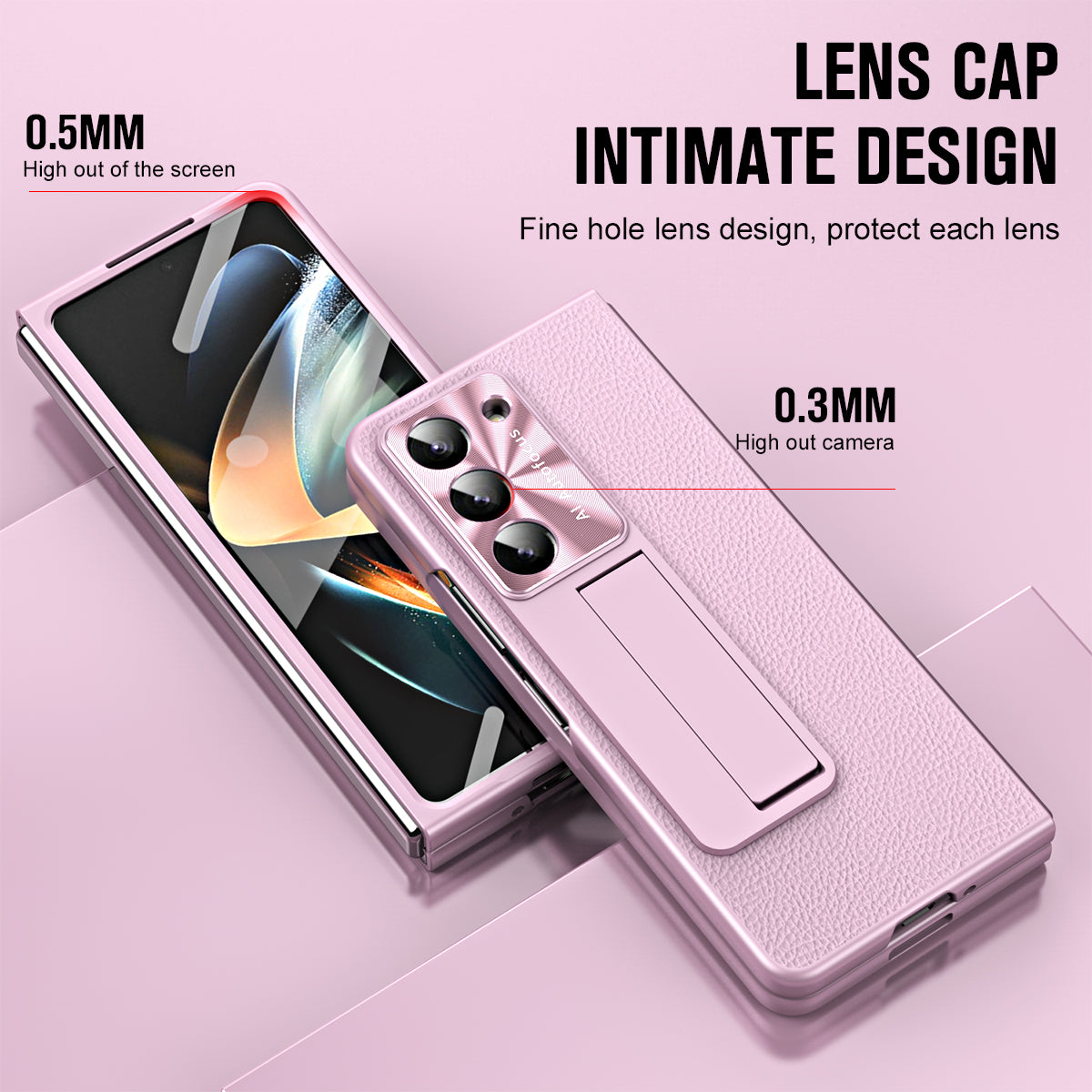 For Samsung Galaxy Z Fold5 5G Litchi Texture Leather PC Case Shockproof Kickstand Phone Cover