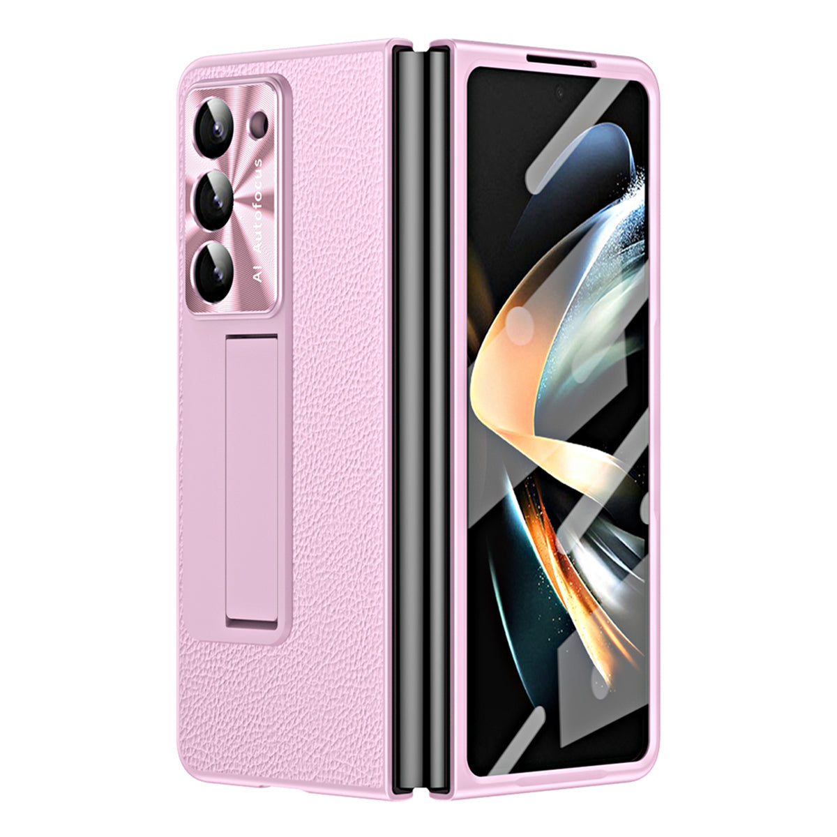 For Samsung Galaxy Z Fold5 5G Litchi Texture Leather PC Case Shockproof Kickstand Phone Cover