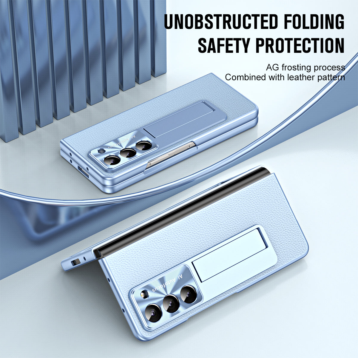 For Samsung Galaxy Z Fold5 5G Litchi Texture Leather PC Case Shockproof Kickstand Phone Cover