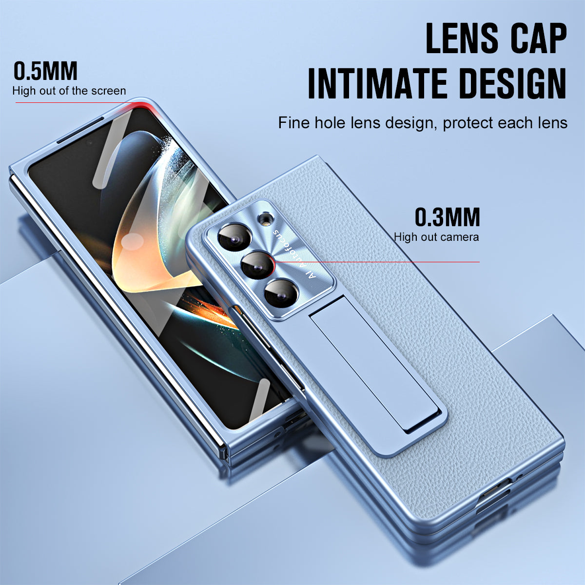 For Samsung Galaxy Z Fold5 5G Litchi Texture Leather PC Case Shockproof Kickstand Phone Cover