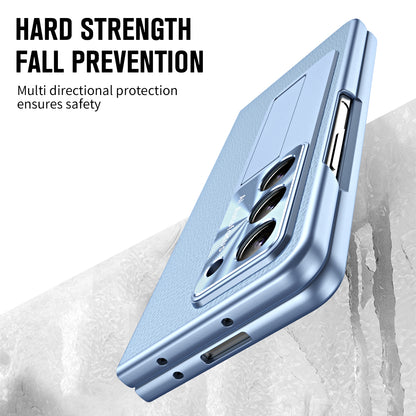 For Samsung Galaxy Z Fold5 5G Litchi Texture Leather PC Case Shockproof Kickstand Phone Cover