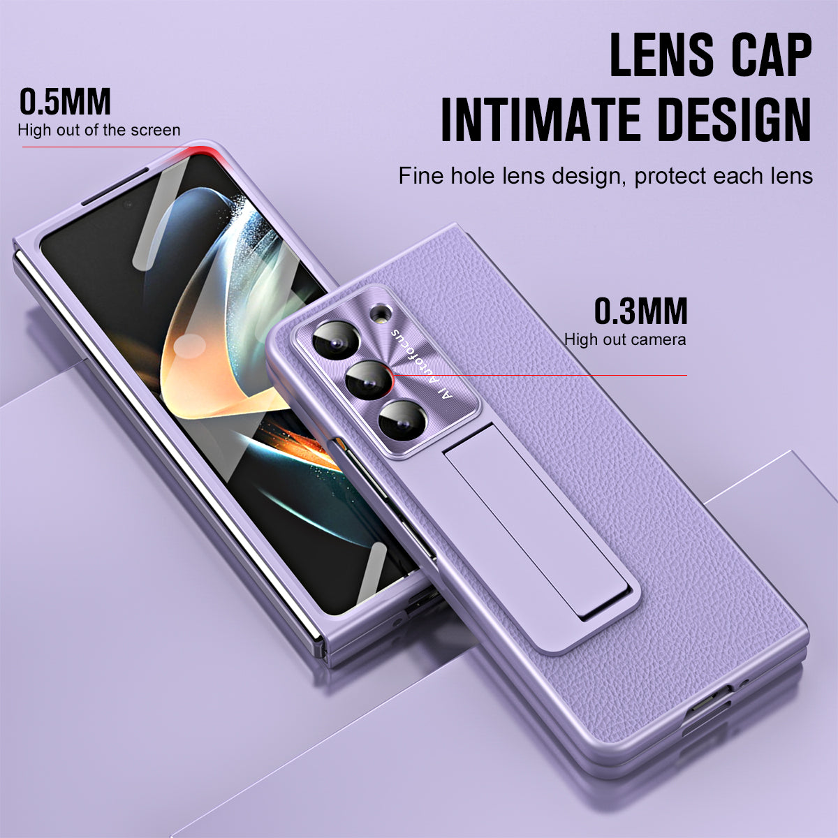 For Samsung Galaxy Z Fold5 5G Litchi Texture Leather PC Case Shockproof Kickstand Phone Cover