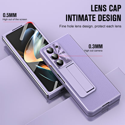 For Samsung Galaxy Z Fold5 5G Litchi Texture Leather PC Case Shockproof Kickstand Phone Cover