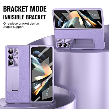 For Samsung Galaxy Z Fold5 5G Litchi Texture Leather PC Case Shockproof Kickstand Phone Cover