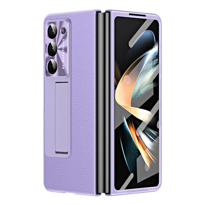 For Samsung Galaxy Z Fold5 5G Litchi Texture Leather PC Case Shockproof Kickstand Phone Cover