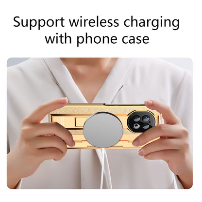 For vivo X Fold2 Kickstand Phone Case PU Leather+PC Shockproof Protective Cover with Glass Film