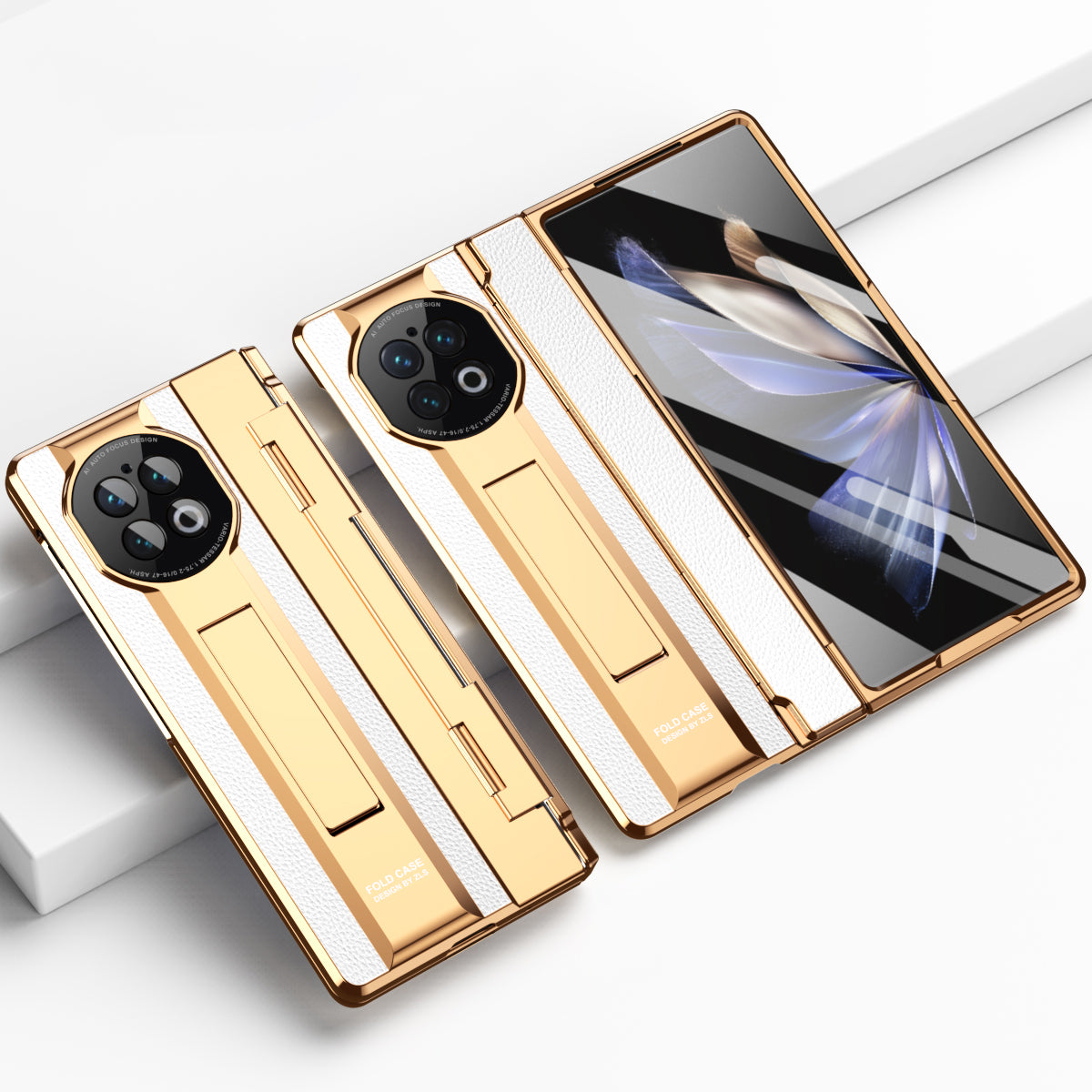 For vivo X Fold2 Kickstand Phone Case PU Leather+PC Shockproof Protective Cover with Glass Film