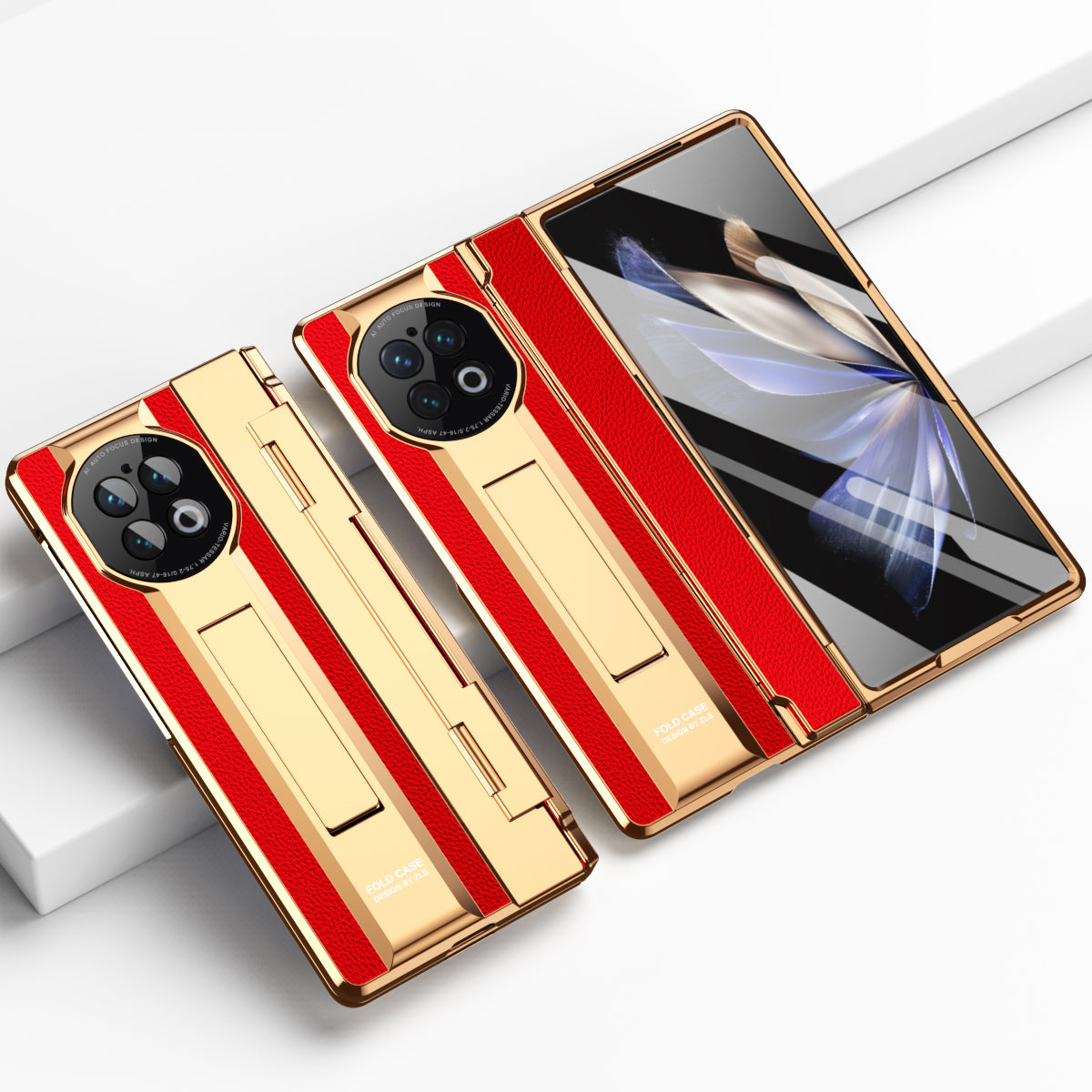 For vivo X Fold2 Kickstand Phone Case PU Leather+PC Shockproof Protective Cover with Glass Film