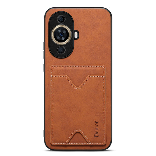 DENIOR For Huawei nova 11 Pro / 11 Ultra Kickstand Card Holder PU Leather Coated TPU Cover Phone Case