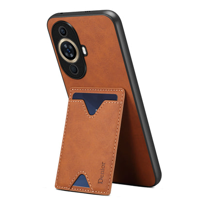 DENIOR For Huawei nova 11 Pro / 11 Ultra Kickstand Card Holder PU Leather Coated TPU Cover Phone Case