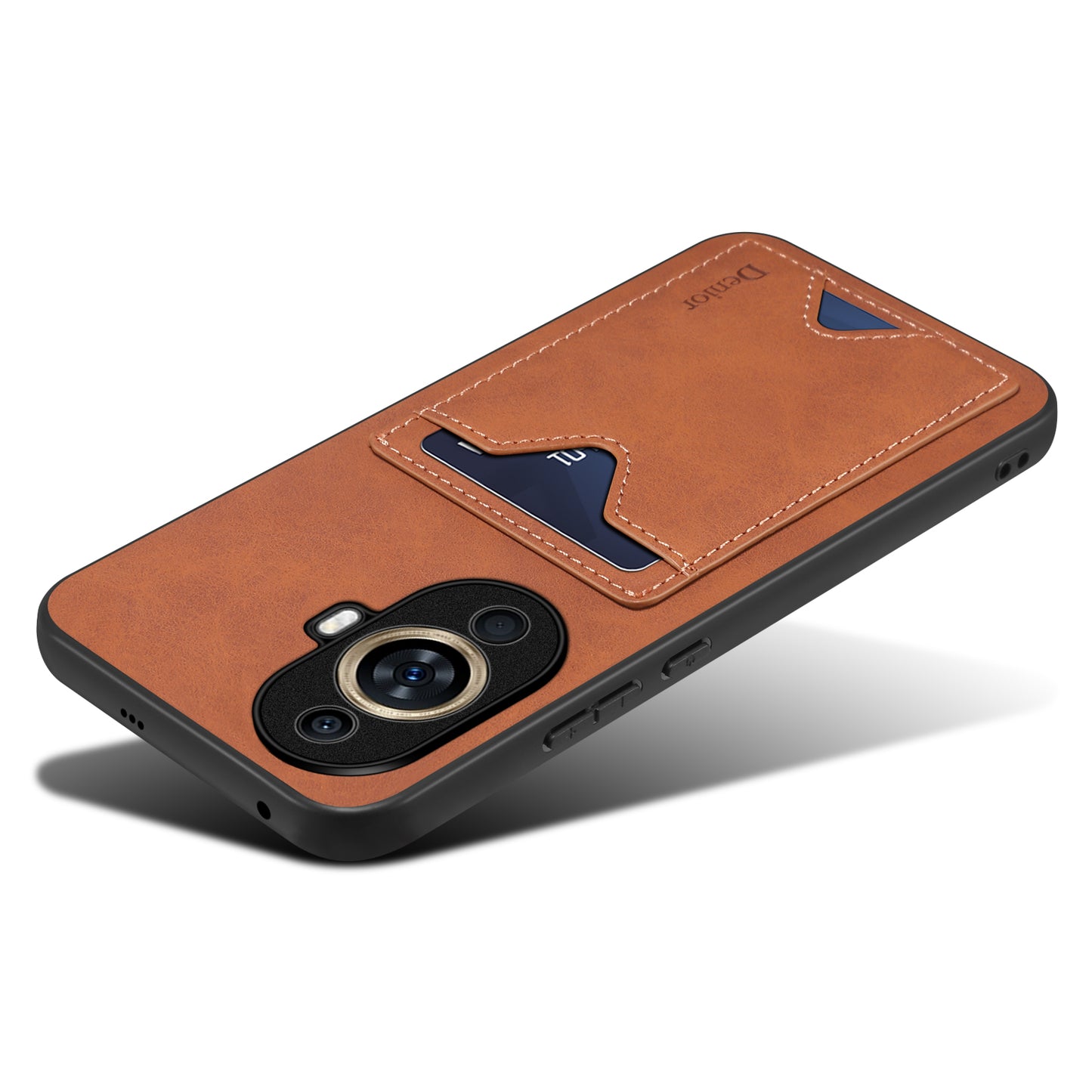 DENIOR For Huawei nova 11 Pro / 11 Ultra Kickstand Card Holder PU Leather Coated TPU Cover Phone Case