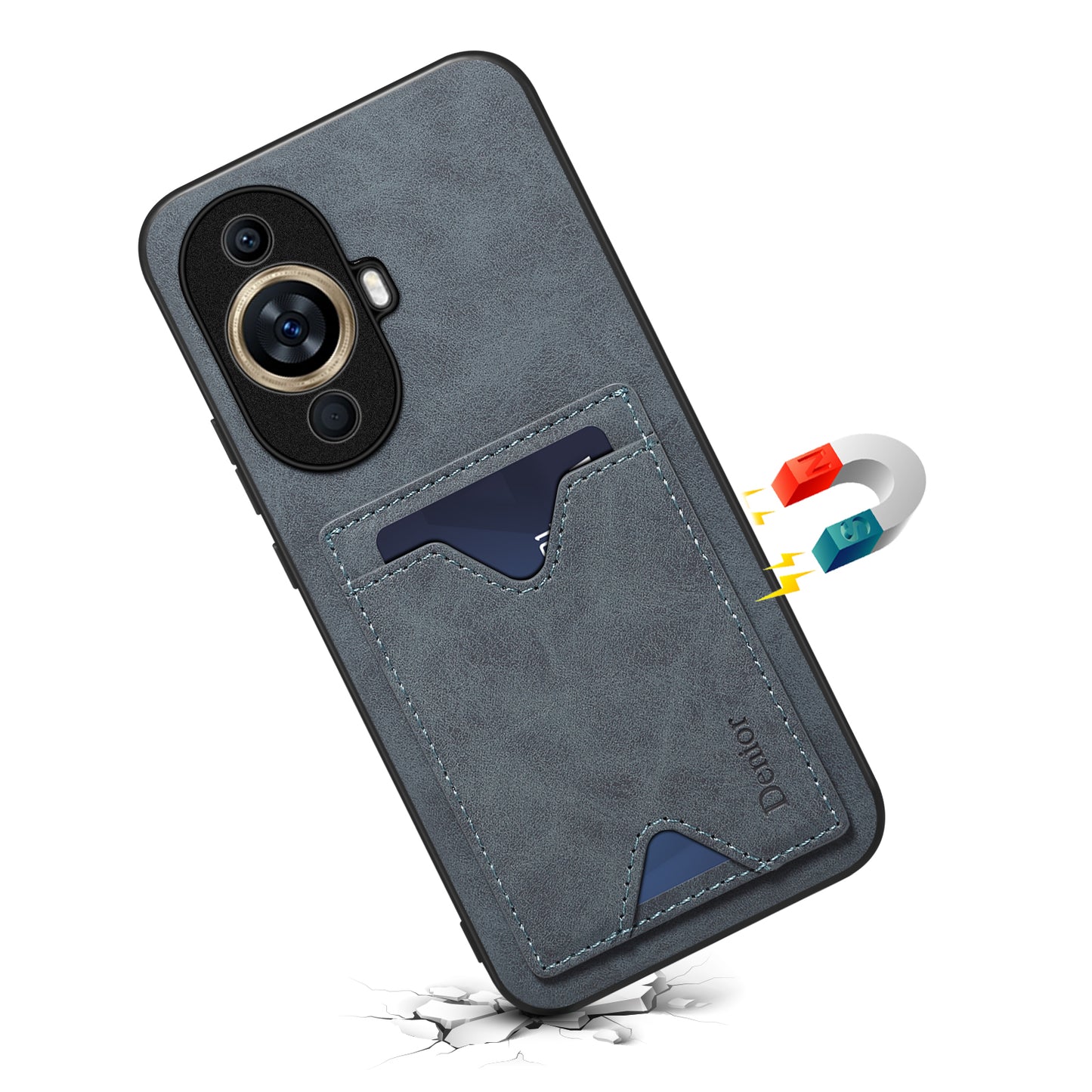 DENIOR For Huawei nova 11 Pro / 11 Ultra Kickstand Card Holder PU Leather Coated TPU Cover Phone Case