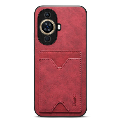 DENIOR For Huawei nova 11 Pro / 11 Ultra Kickstand Card Holder PU Leather Coated TPU Cover Phone Case