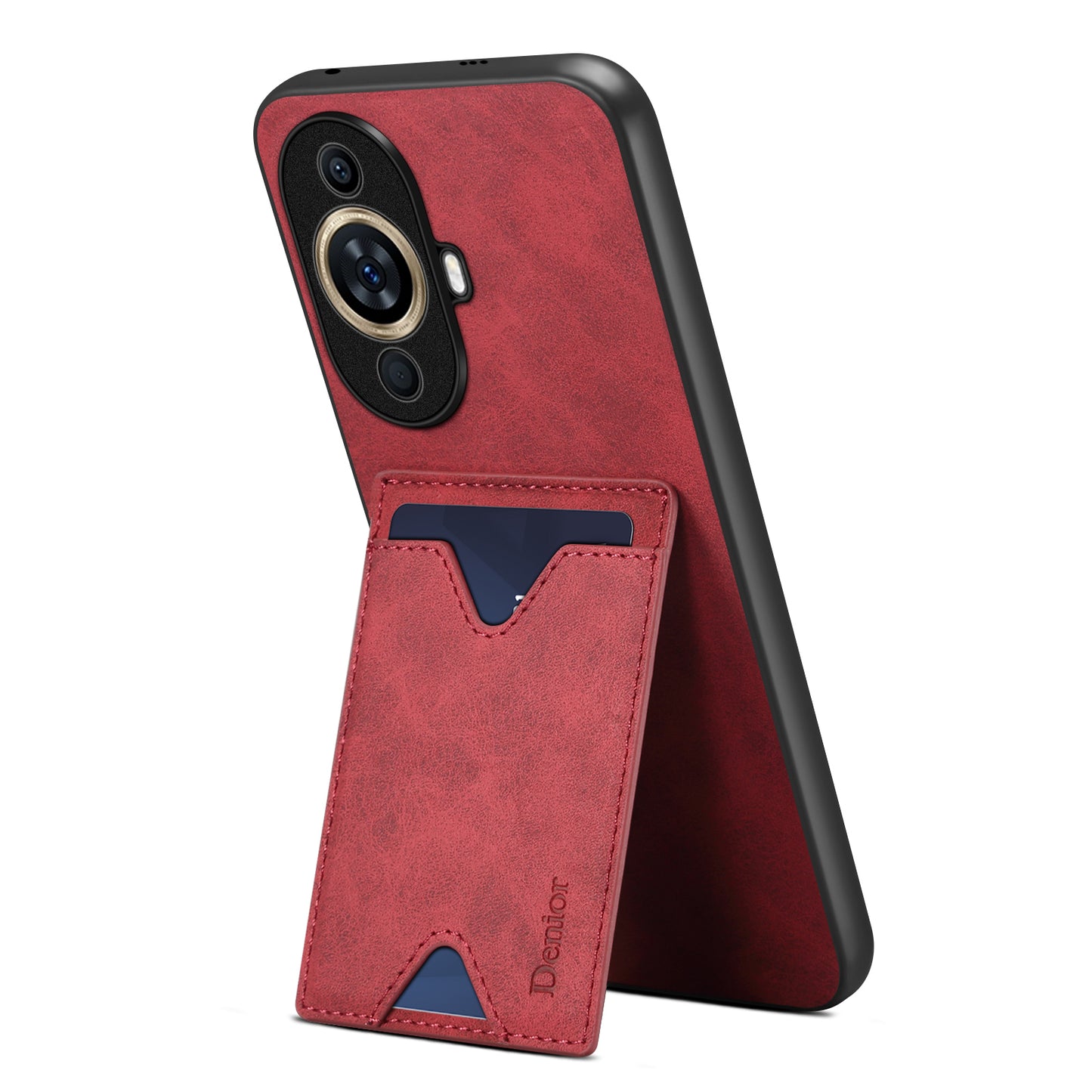 DENIOR For Huawei nova 11 Pro / 11 Ultra Kickstand Card Holder PU Leather Coated TPU Cover Phone Case