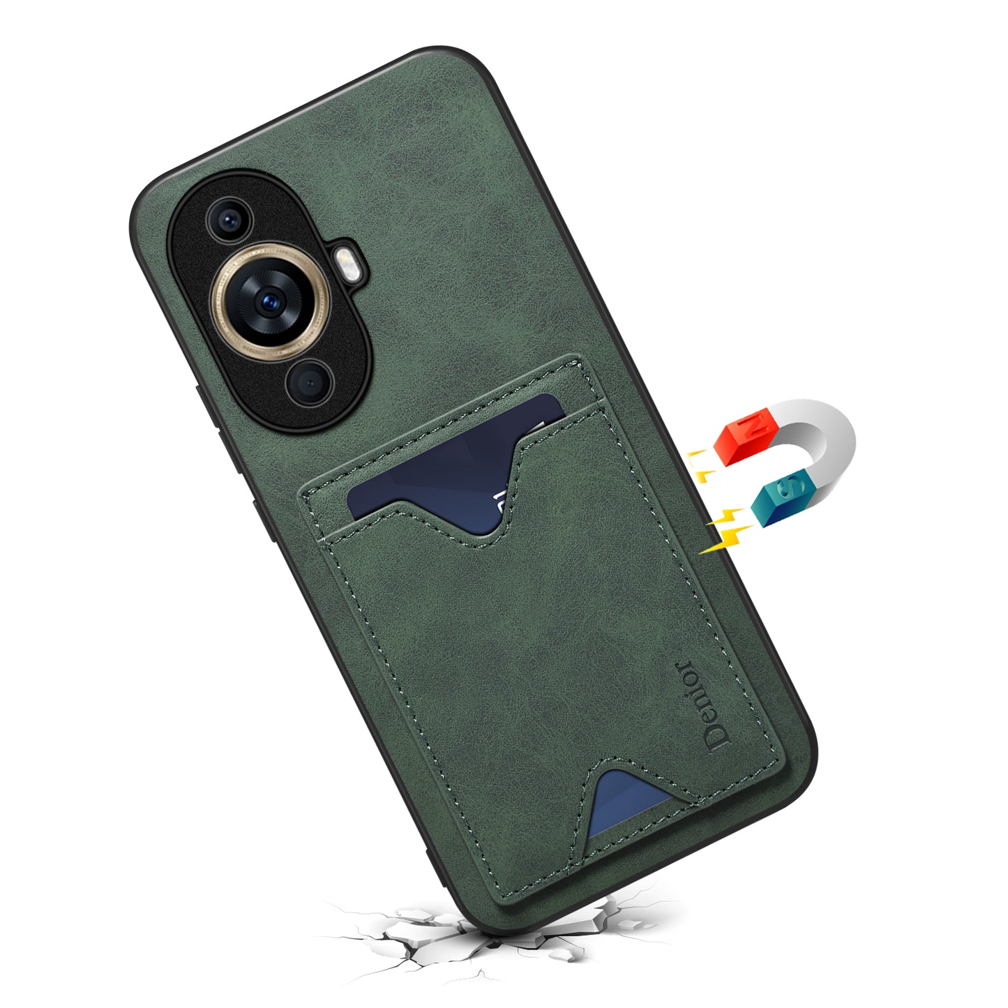 DENIOR For Huawei nova 11 Pro / 11 Ultra Kickstand Card Holder PU Leather Coated TPU Cover Phone Case