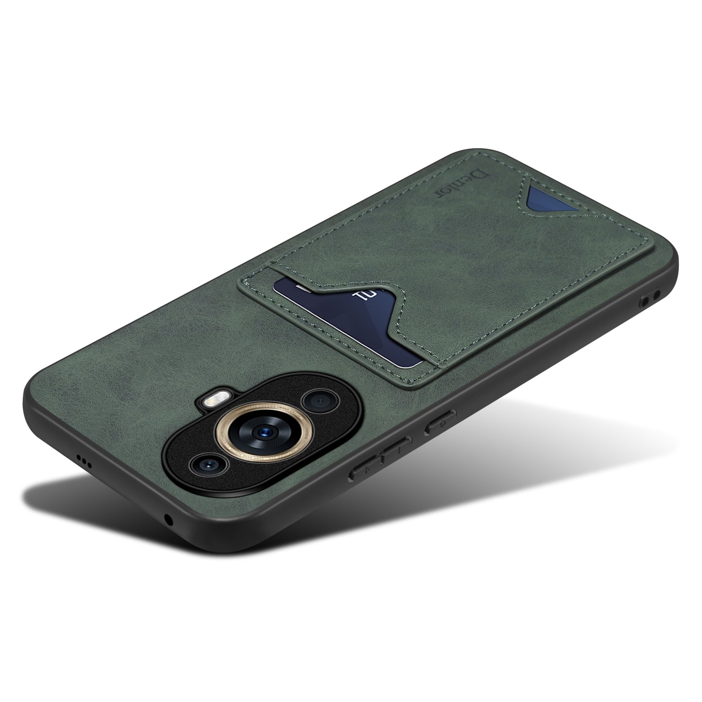 DENIOR For Huawei nova 11 Pro / 11 Ultra Kickstand Card Holder PU Leather Coated TPU Cover Phone Case