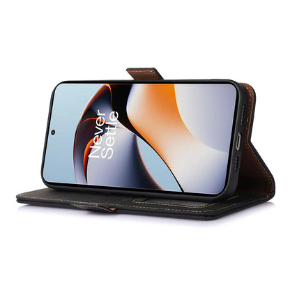 For OnePlus Nord 3 5G / Ace 2V Wallet Phone Case Genuine Cow Leather RFID Blocking Stand Cover