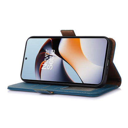 For OnePlus Nord 3 5G / Ace 2V Wallet Phone Case Genuine Cow Leather RFID Blocking Stand Cover