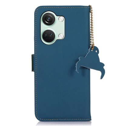 For OnePlus Nord 3 5G / Ace 2V Wallet Phone Case Genuine Cow Leather RFID Blocking Stand Cover