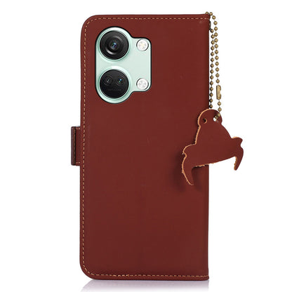 For OnePlus Nord 3 5G / Ace 2V Wallet Phone Case Genuine Cow Leather RFID Blocking Stand Cover