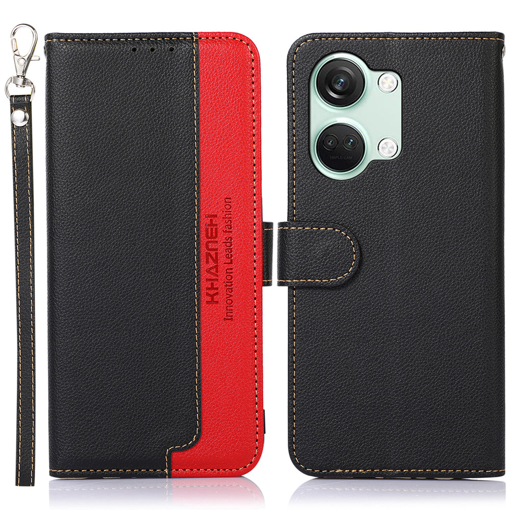 KHAZNEH For OnePlus Nord 3 5G / Ace 2V Phone Case PU Leather Litchi Texture RFID Blocking Stand Wallet Cover
