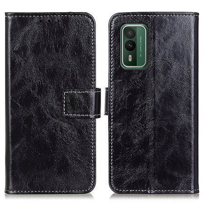 For Nokia XR21 Leather Wallet Phone Case Retro Crazy Horse Texture Anti-drop Stand Shell