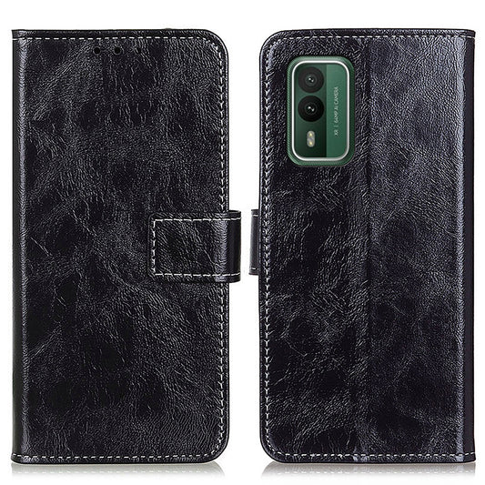 For Nokia XR21 Leather Wallet Phone Case Retro Crazy Horse Texture Anti-drop Stand Shell