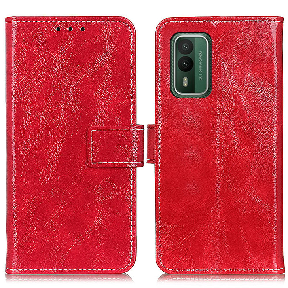 For Nokia XR21 Leather Wallet Phone Case Retro Crazy Horse Texture Anti-drop Stand Shell