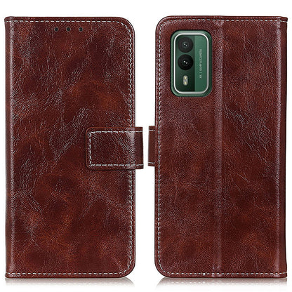 For Nokia XR21 Leather Wallet Phone Case Retro Crazy Horse Texture Anti-drop Stand Shell