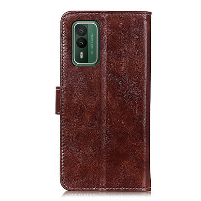 For Nokia XR21 Leather Wallet Phone Case Retro Crazy Horse Texture Anti-drop Stand Shell