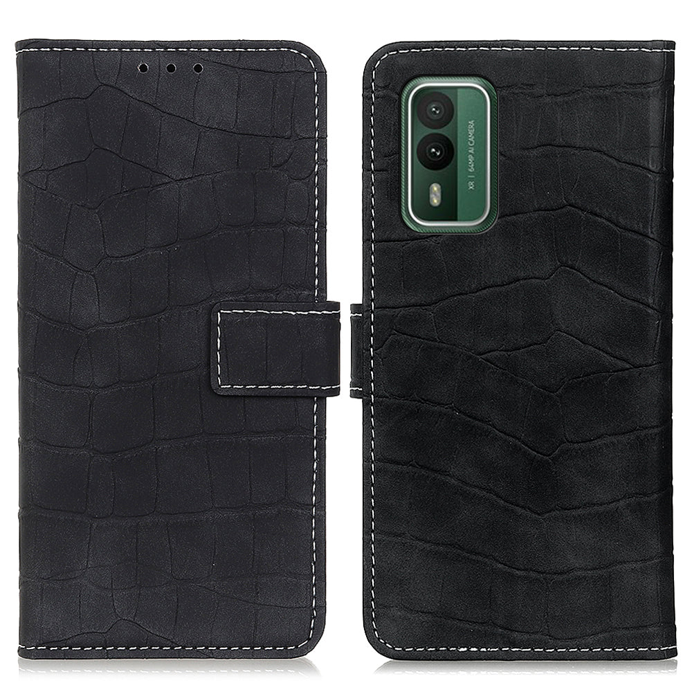 For Nokia XR21 Crocodile Texture Phone Case PU Leather Magnetic Clasp Wallet Stand Cover