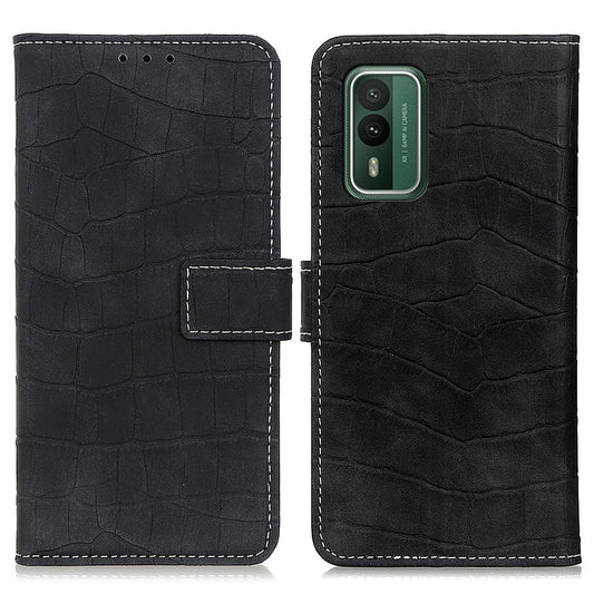 For Nokia XR21 Crocodile Texture Phone Case PU Leather Magnetic Clasp Wallet Stand Cover