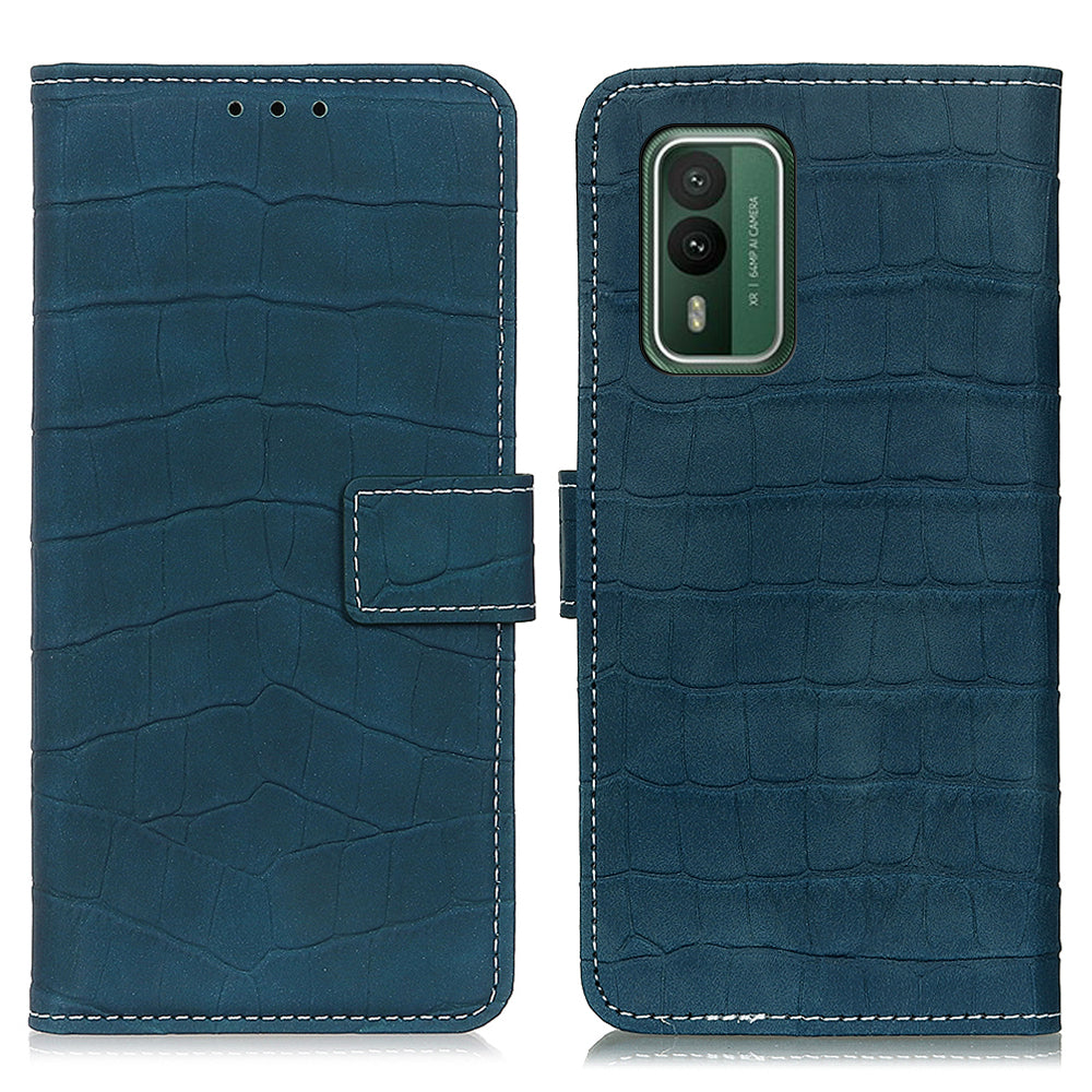 For Nokia XR21 Crocodile Texture Phone Case PU Leather Magnetic Clasp Wallet Stand Cover