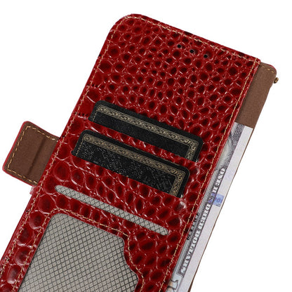 For Nokia XR21 Wallet Phone Case Genuine Cow Leather Crocodile Texture RFID Blocking Stand Cover