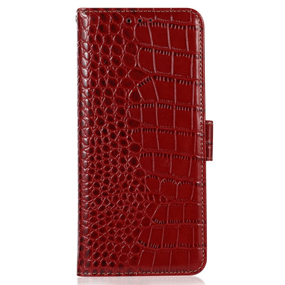 For Nokia XR21 Wallet Phone Case Genuine Cow Leather Crocodile Texture RFID Blocking Stand Cover
