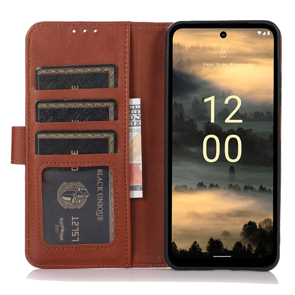 PU Leather Phone Case for Nokia XR21 , Cowhide Texture Phone Cover with Wallet Stand
