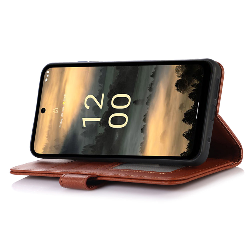 PU Leather Phone Case for Nokia XR21 , Cowhide Texture Phone Cover with Wallet Stand