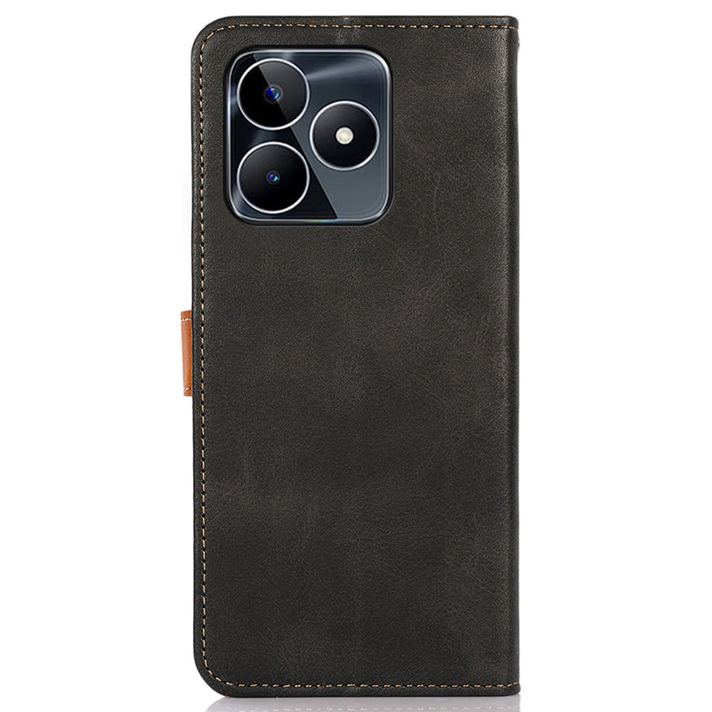 KHAZNEH For Realme C53 4G / Narzo N53 4G Wallet Cowhide Texture Phone Cover PU Leather Anti-scratch Stand Shell