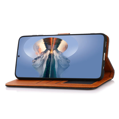 KHAZNEH For Realme C53 4G / Narzo N53 4G Wallet Cowhide Texture Phone Cover PU Leather Anti-scratch Stand Shell